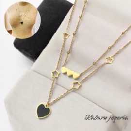 Collar 2 lienzos acero inoxidable corazones