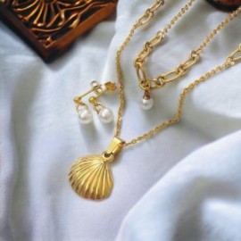 Conjunto 2 lienzos acero inoxidable concha y perla