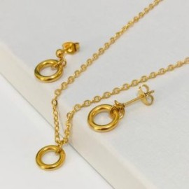 Conjunto dorado acero inoxidable arracadas
