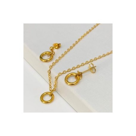 Conjunto dorado acero inoxidable arracadas