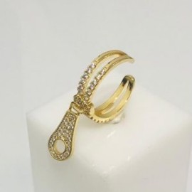 Anillo ajustable botón chapa de oro 18k