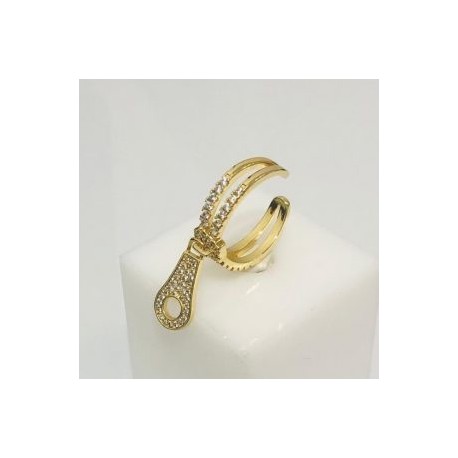Anillo ajustable botón chapa de oro 18k