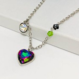 Collar acero inoxidable corazón tornasol