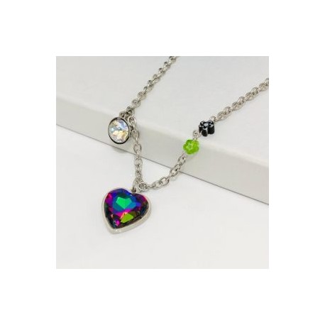 Collar acero inoxidable corazón tornasol