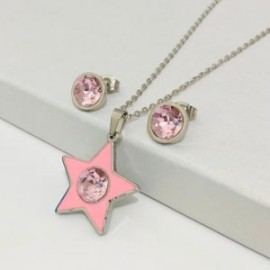 Conjunto acero inoxidable estrella rosa