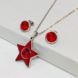 Conjunto acero inoxidable estrella roja