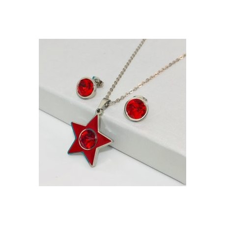 Conjunto acero inoxidable estrella roja