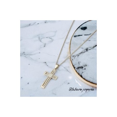 Collar color plata acero inoxidable cruz
