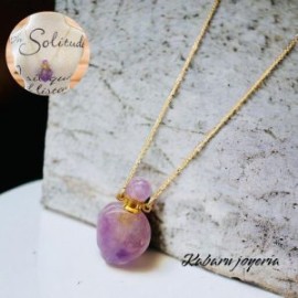 Collar acero inoxidable perfumero cuarzo purpura