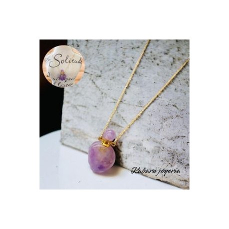 Collar acero inoxidable perfumero cuarzo purpura