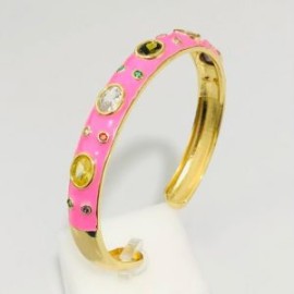 Pulsera esmaltada chapa de oro 18k rosa piedras