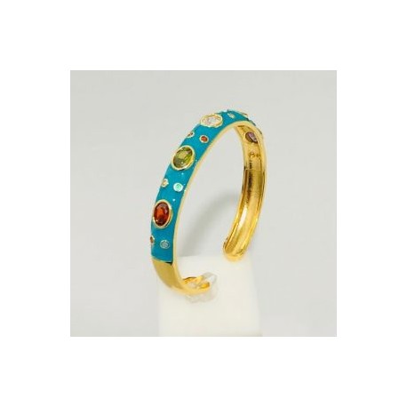 Pulsera esmaltada chapa de oro 18k turquesa piedras