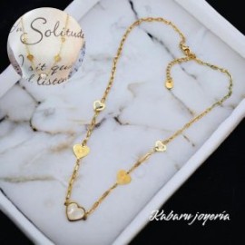 Collar dorado acero inoxidable corazones