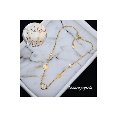 Collar dorado acero inoxidable corazones