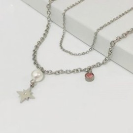 Collar 2 lienzos acero inoxidable estrella