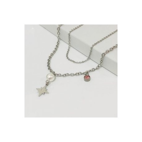 Collar 2 lienzos acero inoxidable estrella