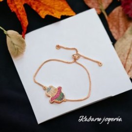 Pulsera chapa de oro 18k mano Fátima color