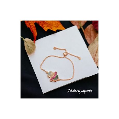 Pulsera chapa de oro 18k mano Fátima color