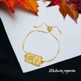 Pulsera chapa de oro 18k moda sol y trueno