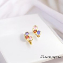 Aretes dorados corazon color chapa de oro 18k