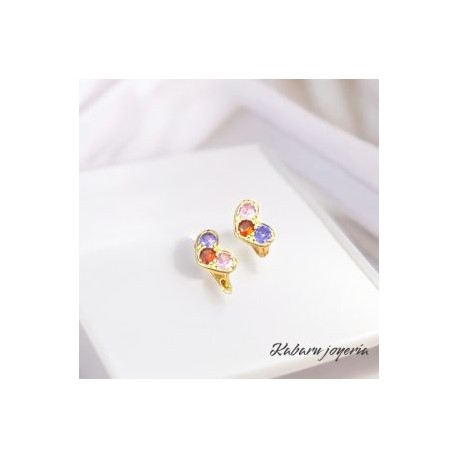Aretes dorados corazon color chapa de oro 18k