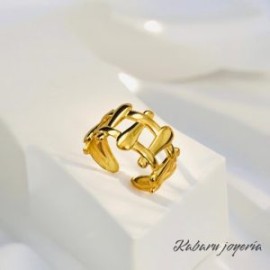 Anillo ajustable dorado acero inoxidable