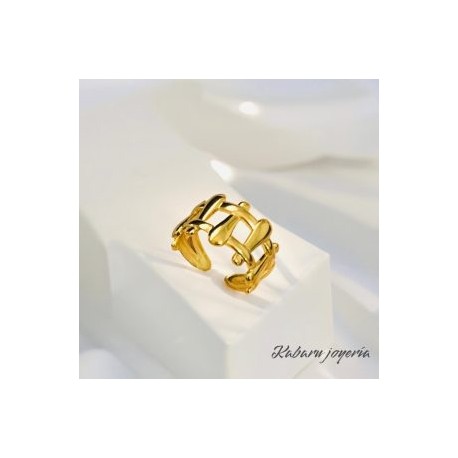 Anillo ajustable dorado acero inoxidable