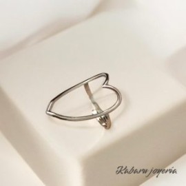Anillo ajustable color plata acero inoxidable corazon