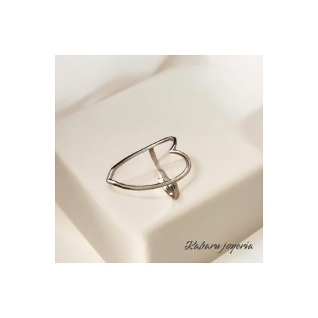 Anillo ajustable color plata acero inoxidable corazon