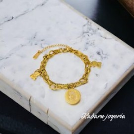 Pulsera dorada acero inoxidable ositos