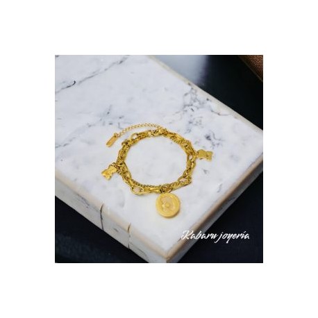 Pulsera dorada acero inoxidable ositos