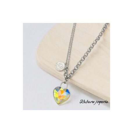 Titanic color plata acero inoxidable corazón blanco tornasol