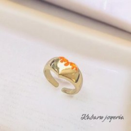 Anillo ajustable corazón chapa oro 18k