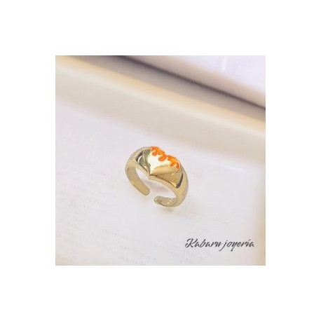 Anillo ajustable corazón chapa oro 18k