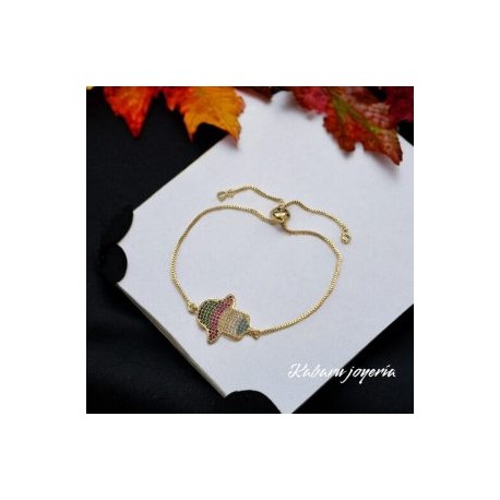 Pulsera chapa de oro 18k moda mano de Fátima