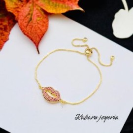 Pulsera chapa de oro 18k diseño kiss