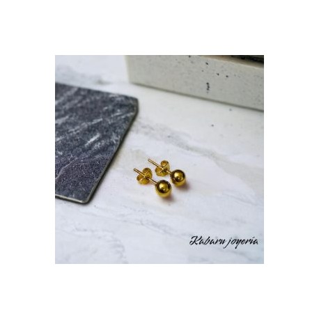 Aretes dorados de bola acero inoxidable 316L