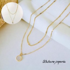 Collar 2 lienzos acero inoxidable moneda