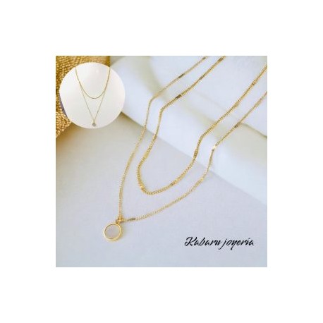 Collar 2 lienzos acero inoxidable moneda