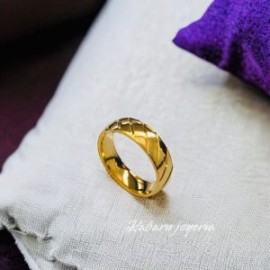 Anillo T9 matrimonio acero inoxidable dorado rayas