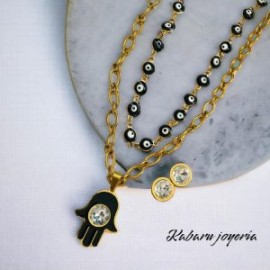Conjunto 2 lienzos acero inoxidable ojo mano Fátima