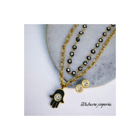 Conjunto 2 lienzos acero inoxidable ojo mano Fátima