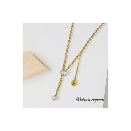 Collar dorado acero inoxidable perla forever