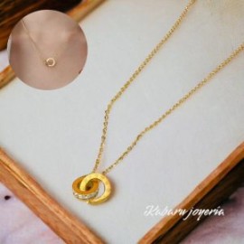 Collar dorado acero inoxidable anillos colgantes