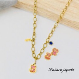 Conjunto dorado acero inoxidable dulce Ositos
