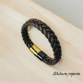Pulsera caballero cuero moda casual color café