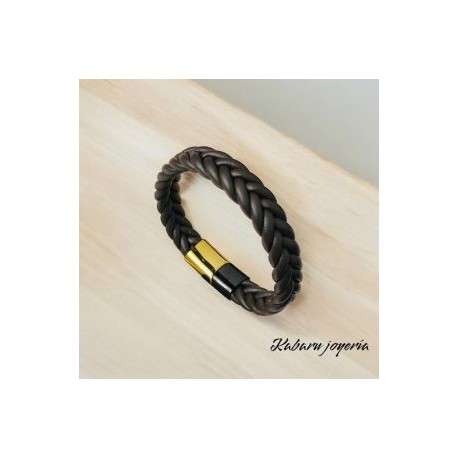 Pulsera caballero cuero moda casual color café