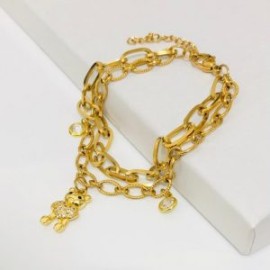 Pulsera mujer acero inoxidable dorada osito