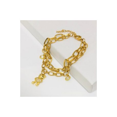 Pulsera mujer acero inoxidable dorada osito