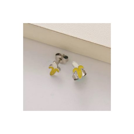 Pendientes niñas acero inoxidable plata bananas